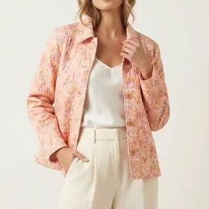 REBECCA MALONE Multicolor Floral Watercolor Button Front Jacket